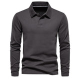 Matthias | Herren Langarm Poloshirt mit Polokragen in Dunkelgrau