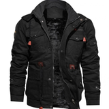 Matthias | Herren Winterjacke Warm mit Fleece und Stehkragen mit Taschen in Schwarz