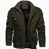 Matthias | Herren Winterjacke Warm mit Fleece und Stehkragen mit Taschen in Grün