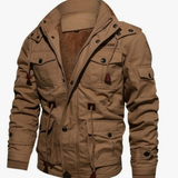 Matthias | Herren Winterjacke Warm mit Fleece und Stehkragen mit Taschen in Khaki