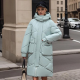 Aloisia - Lange, warme Fleecejacke in Minzgrün