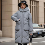 Aloisia - Lange, warme Fleecejacke in Grau