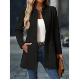 Mechthild | Damen Elegante Blazer Winterjacke mit Kragen in Schwarz