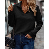Melanie | Damen Pullover mit Kragen und Reißverschluss in Schwarz