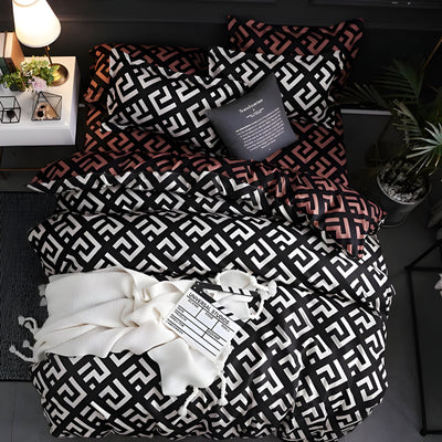 BlackBliss - Modernes Schwarzes Bettbezugs-Set