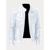 Michel | Herren Slim Fit Biker Jacke aus Kunstleder in Weiß