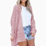Milena | Damen Strickjacke im Boho Stil mit Muster in Rosa