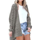 Milena | Damen Strickjacke im Boho Stil mit Muster in Grau