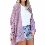 Milena | Damen Strickjacke im Boho Stil mit Muster in Lila