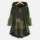 Monika | Damen Langer Hoodie mit Taschen in Grün