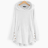Monika | Damen Langer Hoodie mit Taschen in Weiß