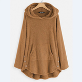Monika | Damen Langer Hoodie mit Taschen in Beige