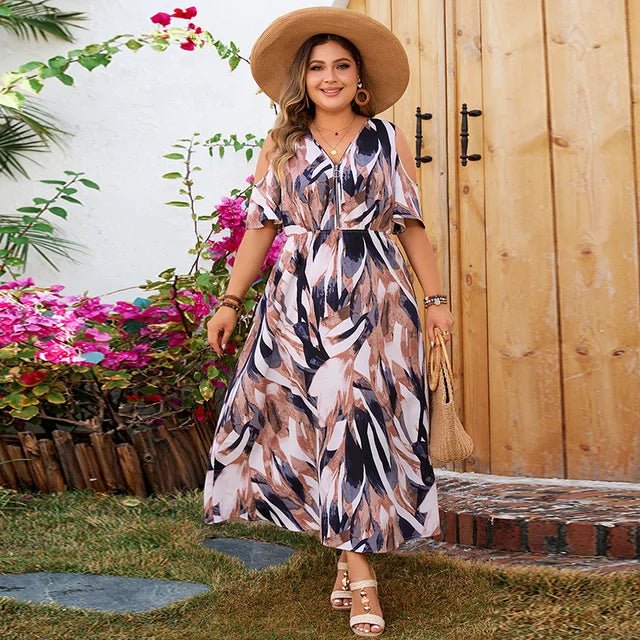 Elif - Maxi Kleid - V-Ausschnitt Reißverschluss