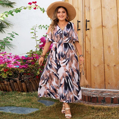 Elif - Maxi Kleid - V-Ausschnitt Reißverschluss