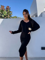 Imelda | Lässiges Sweatshirt- und Kleid-Set in Schwarz