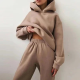 Nina | Damen Jogginganzug mit Hose und Oberteil in Hellbraun