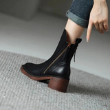 Noelia | Damen Orthopädische Leder Stiefeletten mit Reißverschluss und Komfort Design in Schwarz