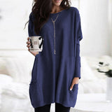 Sabina | Modischer Langer Damenpullover in Blau