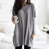 Sabina | Modischer Langer Damenpullover in Grau