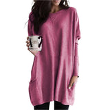 Sabina | Modischer Langer Damenpullover in Rosa