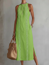 Jimena | Damen Midi-Kleid aus Leinen – Leinen Midikleid Sommer in Grün