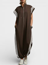 Valentina | Jumpsuit mit Reißverschluss am Hals in Braun