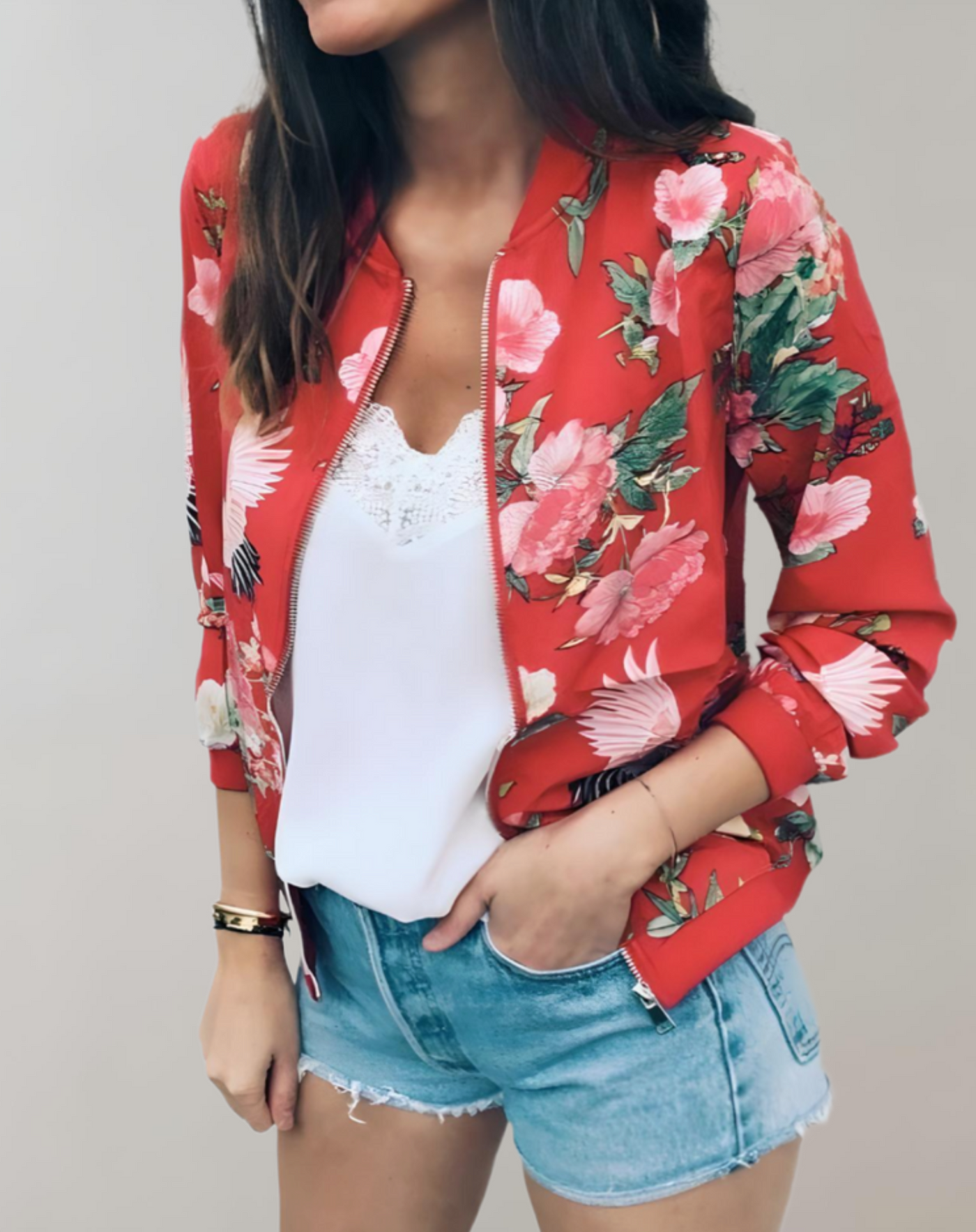 Fiona - Damen Blumenjacke Kurz