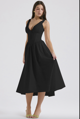 Eurybia - Korsett-Midikleid in Schwarz