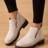 Philippa | Damen Orthopädische Stiefeletten mit Reißverschluss und Leoparden in Beige