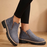 Philippa | Damen Orthopädische Stiefeletten mit Reißverschluss und Leoparden in Grau