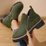 Philippa | Damen Orthopädische Stiefeletten mit Reißverschluss und Leoparden in Grün