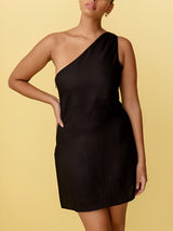Juni | Elegantes kurzes Sommerkleid in Schwarz