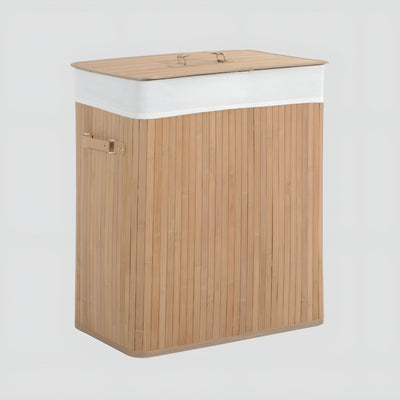 EcoTidy Korb – Bambus Wäschekorb mit 2 Fächern