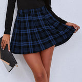 Plissierter Minirock Karo Trend in Blau