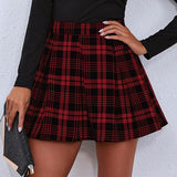 Plissierter Minirock Karo Trend in Rot