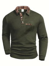 Poloshirt Herren Langarm Regular Fit in Olivgrün