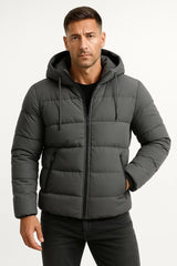 Pufferjacke Herren Mit Kapuze in Grau