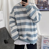 Pullover Herren Oversized Streifen in Blau