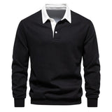 Pullover Herren Regular Fit mit Polokragen in Schwarz