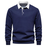 Pullover Herren Regular Fit mit Polokragen in Dunkelblau