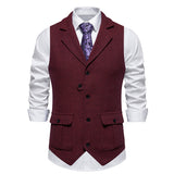 Reinhold | Herren Vintage Weste mit Knöpfen in Weinrot