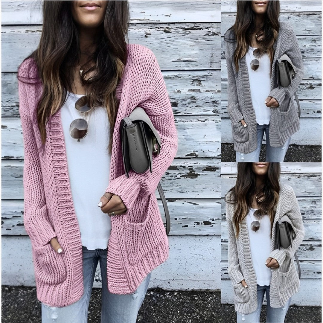 Phoebe - Lange StrickPetere mit Taschen