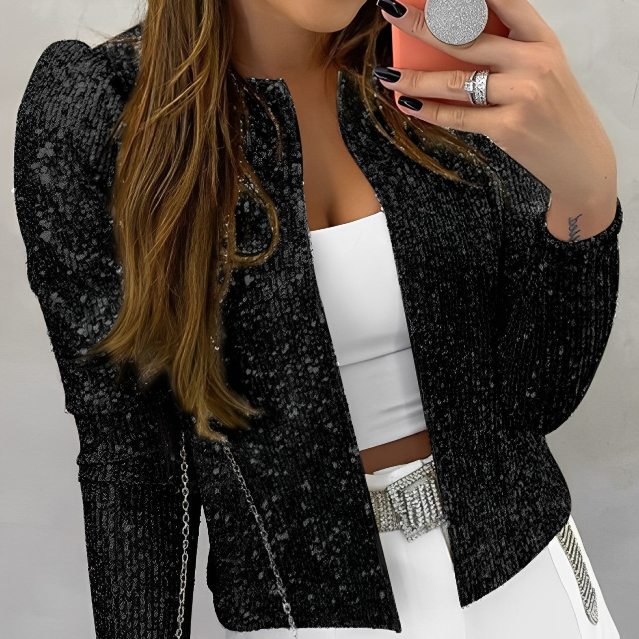 Talitha - Elegante Pailletten-Manteljacke