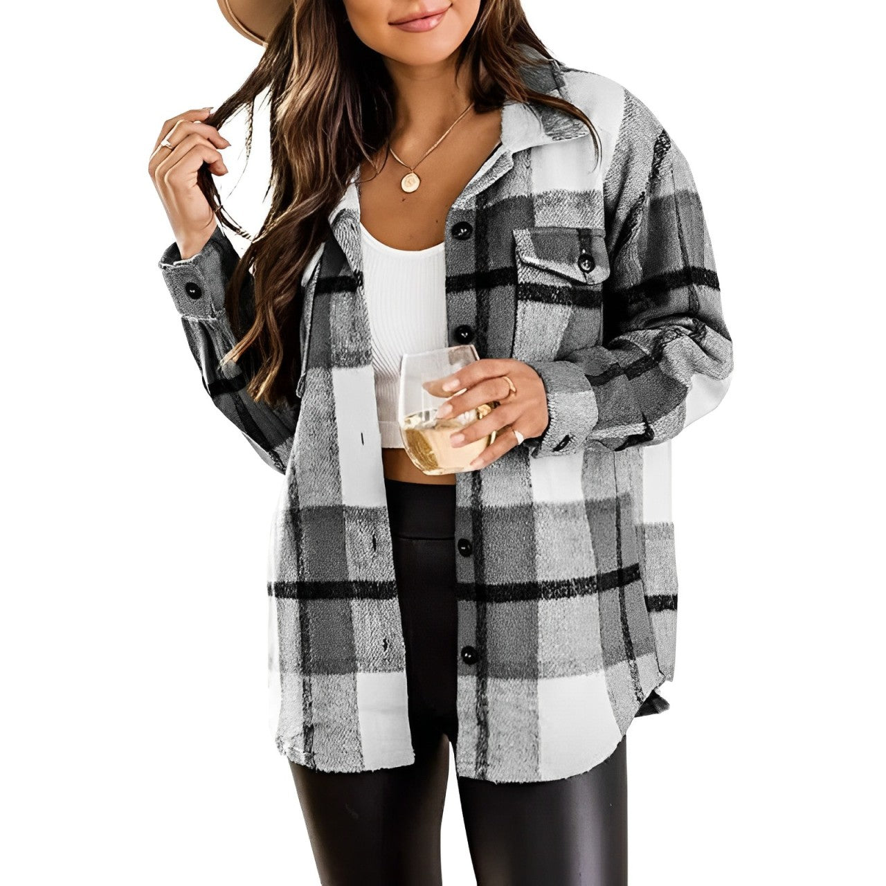 Lela - Flanelljacke mit Karo-Akzenten