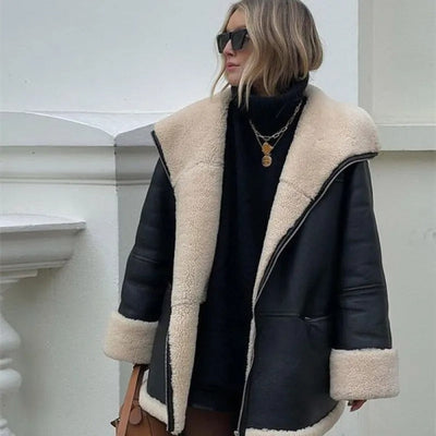 Haide - Leder-Pelz Wintermantel Damen