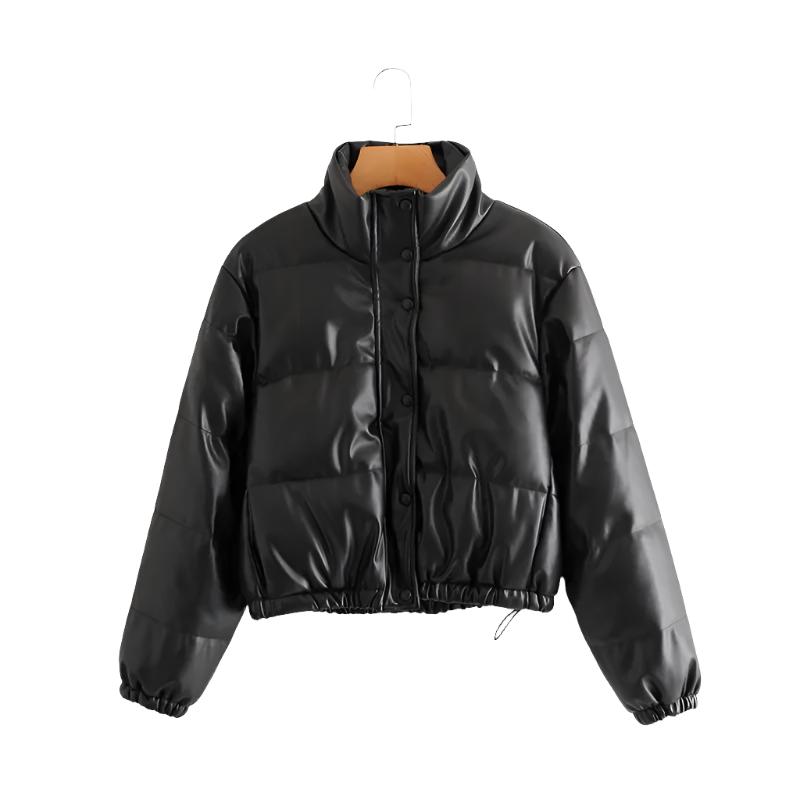 Annie - Dick gesteppte Lederjacke im Parka-Stil