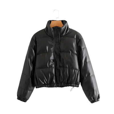 Annie - Dick gesteppte Lederjacke im Parka-Stil