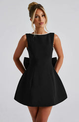 Sabrina | Damen Rosa Ärmelloses A-Linien Minikleid Perlenbesatz – Mini Perlen 2026 in Schwarz
