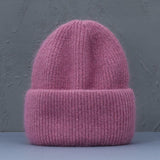 Damen und Herren Strick Mütze in Rosa Rot