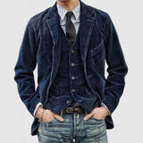 Sheene | Vintage Kord Revers Jacke in Marineblau (Jacke)